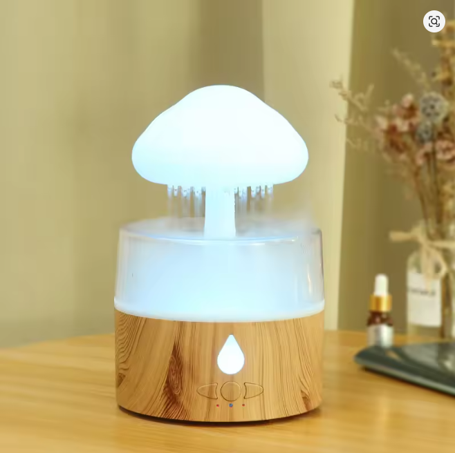 Cloud Rain Ultrasonic Humidifier, Aroma Diffuser, Colorful Light, Yunyu Mushroom