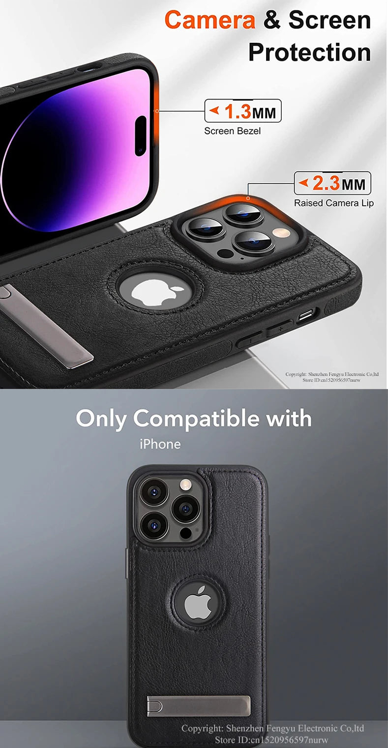 Premium leather case with stand for iphone