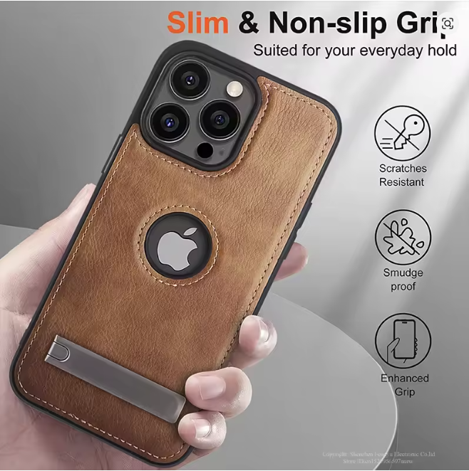 Premium  leather case with stand for iphone