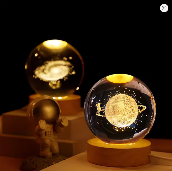 3D Crystal Galaxy Decoration Astronomy Solar System Planets Moon Astronaut Balls LED