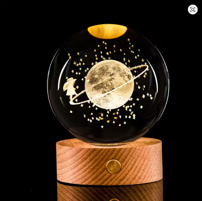 3D Crystal Galaxy Decoration Astronomy Solar System Planets Moon Astronaut Balls LED