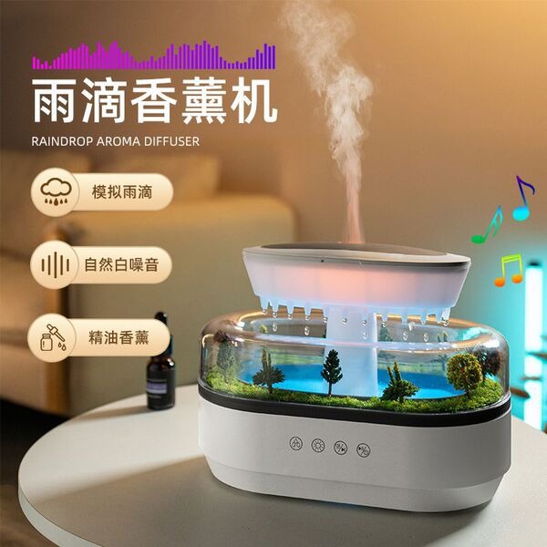 Raindrop Aroma Diffuser with LED Light & Nature Scene – Gadget Wallet BD